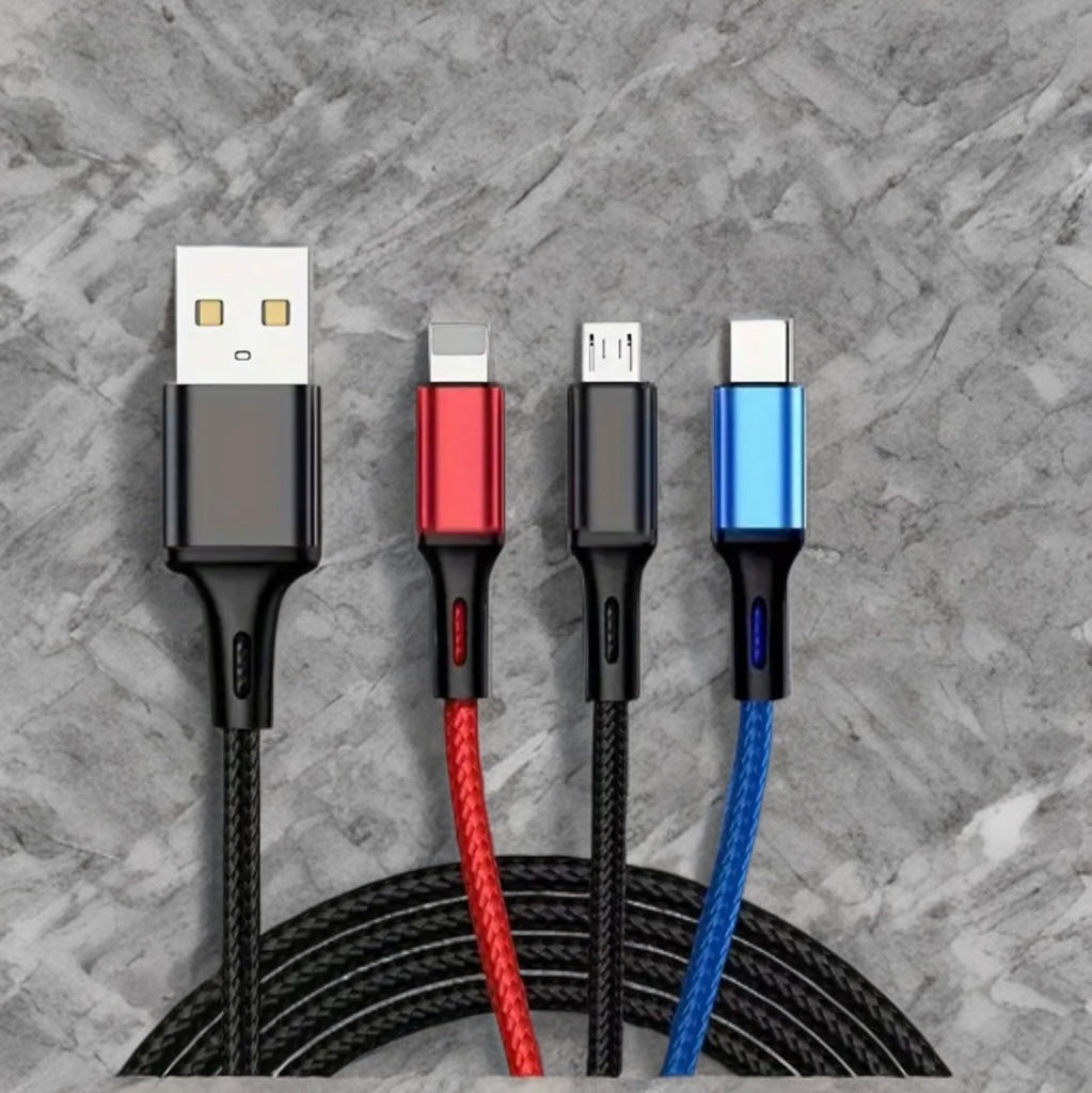 3 in 1 Multi Use Silver Charger (iPhone & Android)