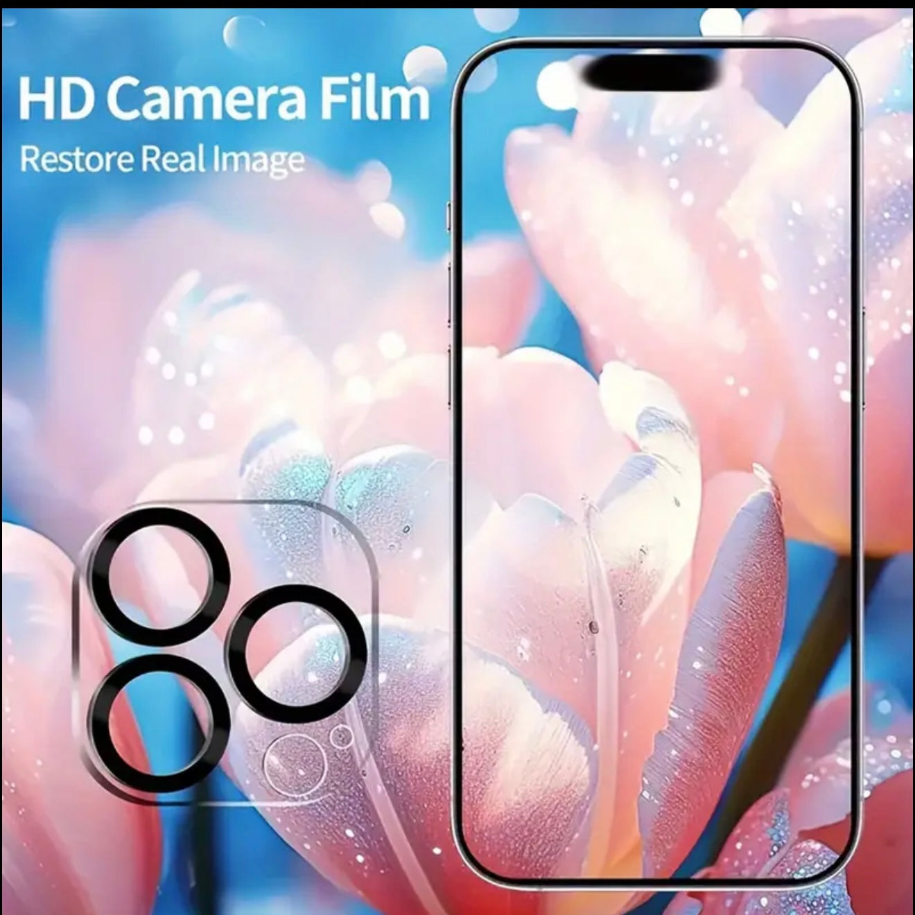 2 iPhone Glass Protectors + 2 Lens Protectors